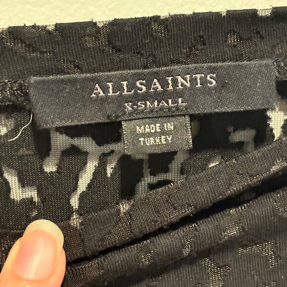 All Saints Black Semi-Sheer Long Sleeve Oversized Top size - XS - Picture 4 of 6